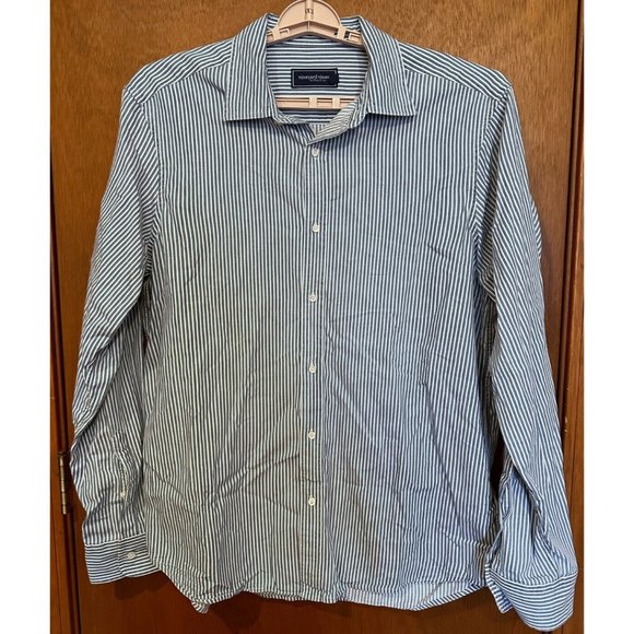 Vineyard‎ Vines Shep Ian Button Up Blue Striped Dress Shirt Men’s Large L - Picture 1 of 5